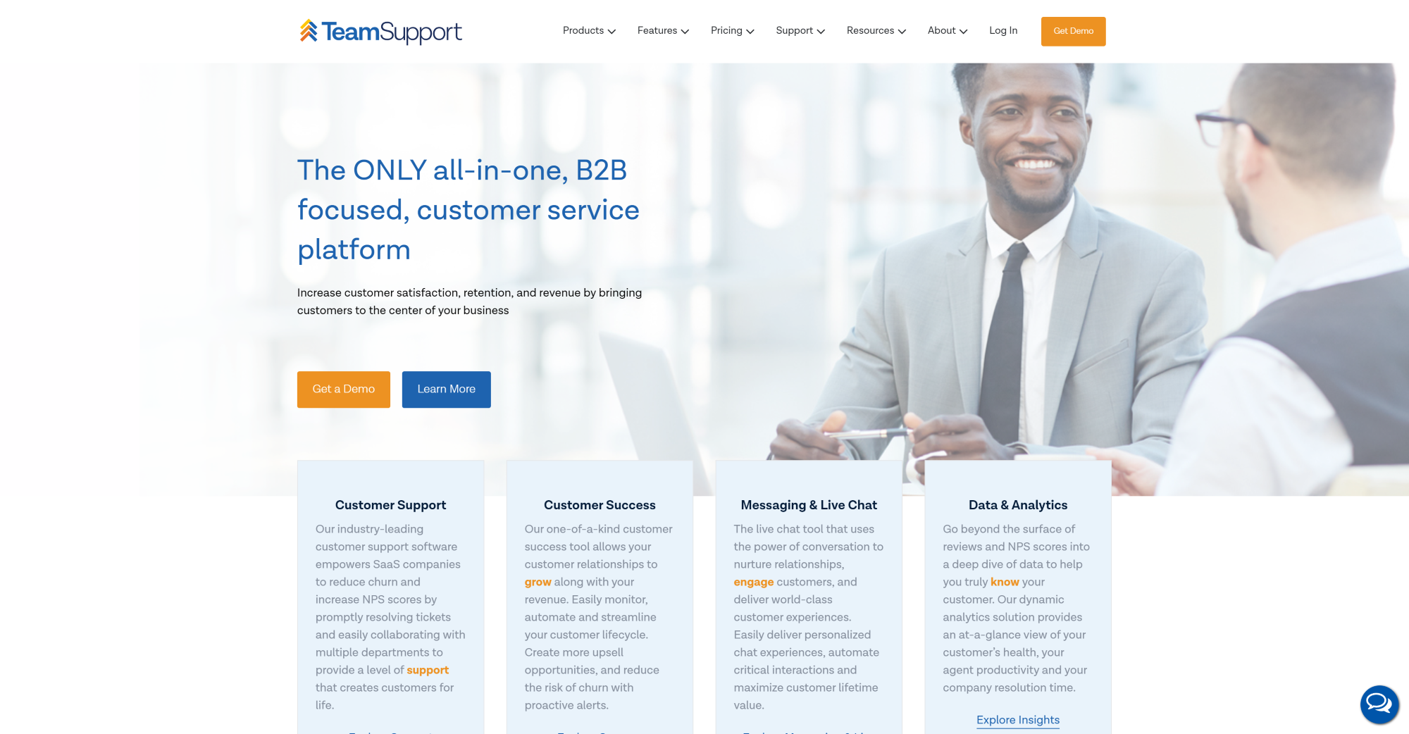 TeamSupport helpdesk software homepage
