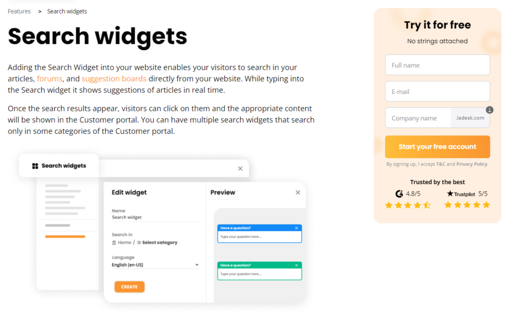 LiveAgent's Sidebar opt-in forms CTA