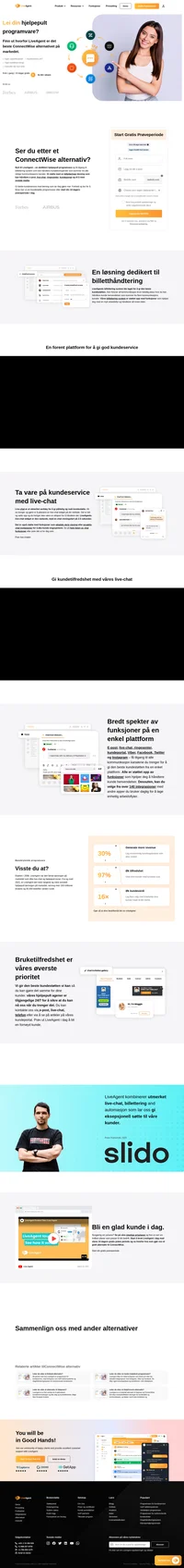 Ser du etter et ConnectWise alternativ? Oppdag LiveAgents gode billettering system støttet av utmerkede funksjoner og integrasjoner.