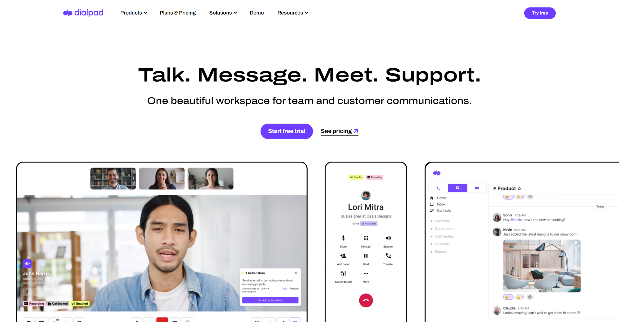 Dialpad AI Call Center-programvarehjemmeside