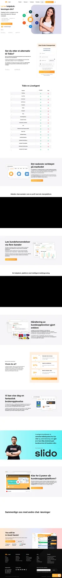 LiveAgent er et flott alternativ til Tidio med superrask live chat og et flerkanals billettsystem til en rimelig pris.