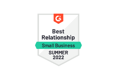G2 badge for best relationship in small business summer 2022