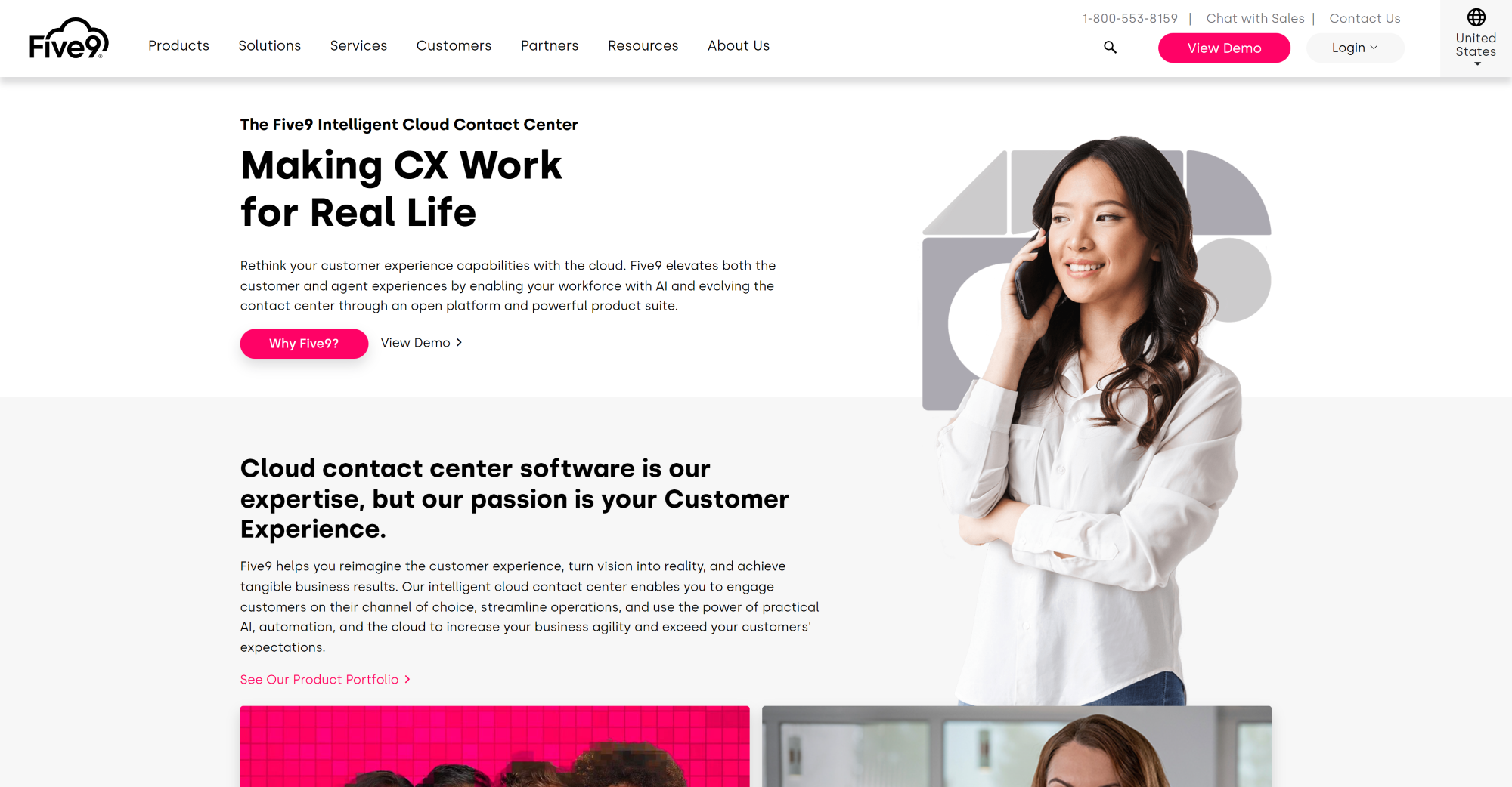 Five9 Call Center-programvarehjemmeside