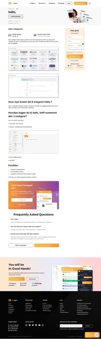 Hallo, hjelper gründere med forretningsinternett, telefoni og skytjenester. Finn ut mer om hallo, integrering i LiveAgent.
