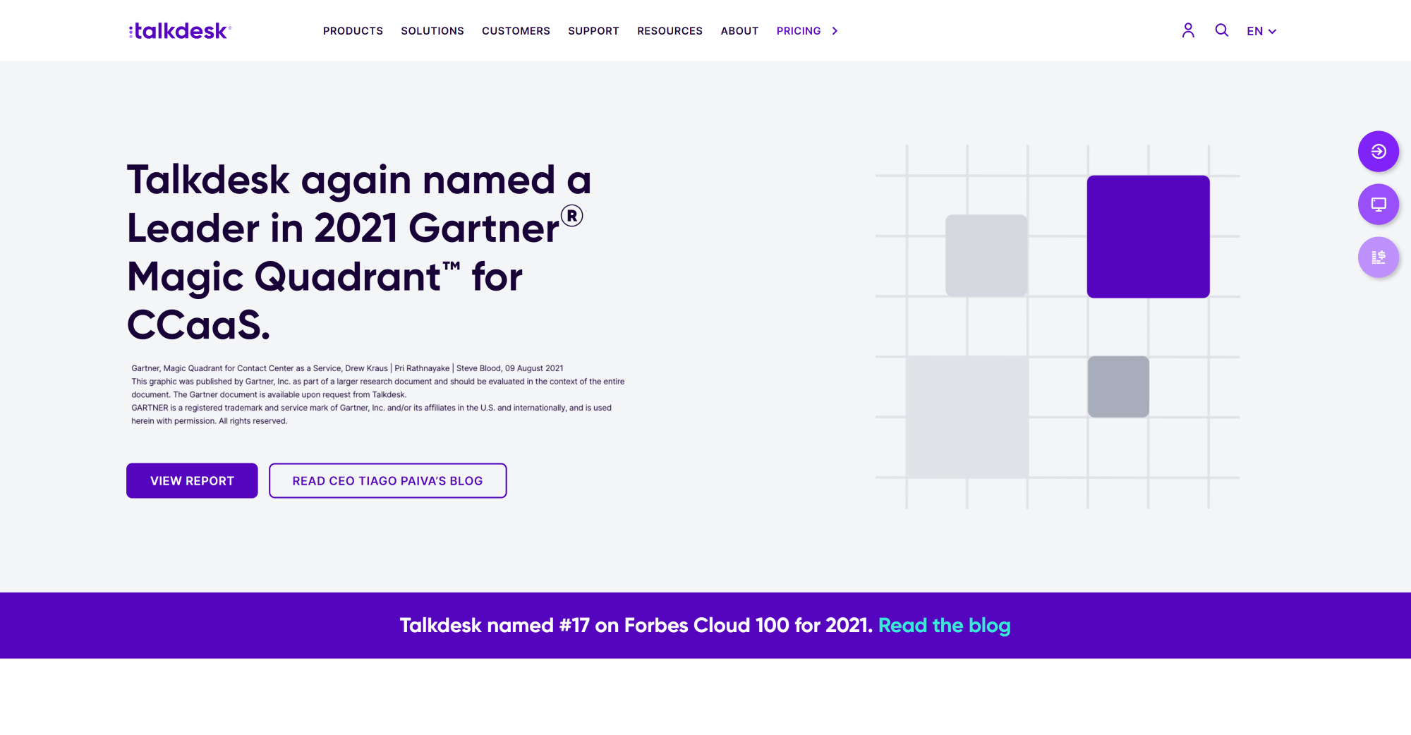 Talkdesk Call Center-programvarehjemmeside