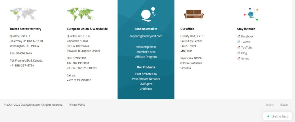 Kvalitetsenhet kontakt oss side