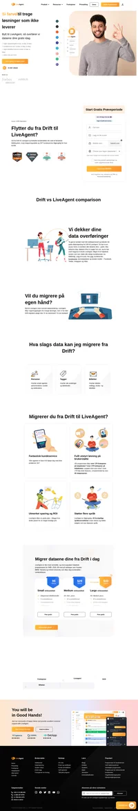 Ønsker du å migrere dataene dine fra Drift til en annen løsning? Ta en titt på LiveAgent og se fordelene. Start din prøveperiode i dag gratis.