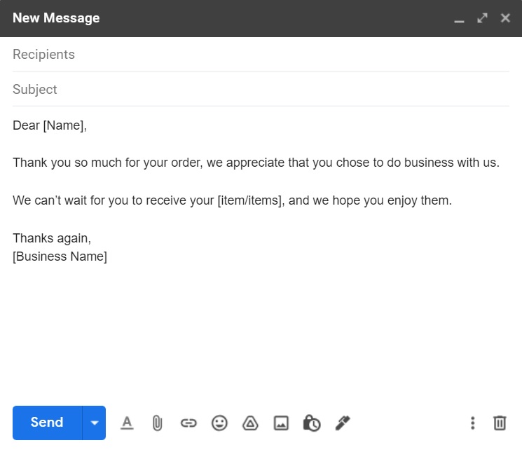 Thank you for your order template