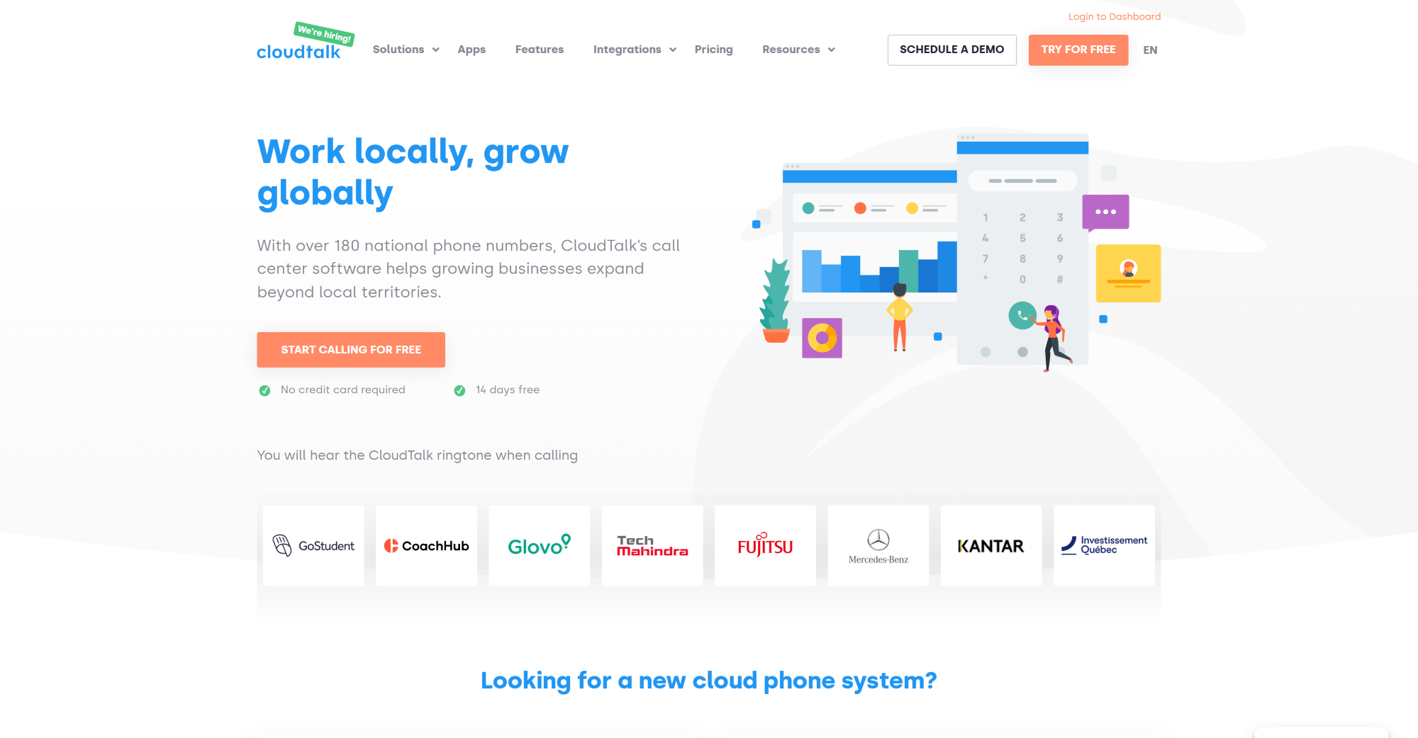 CloudTalk Call Center-programvarehjemmeside