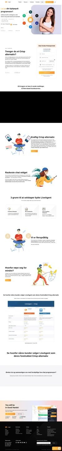 Vis du ser etter et kraftig Crisp alternativ, vurder LiveAgent. Det er en hjelpepult programvare som er full av funksjoner og den raskeste chat widgeten.